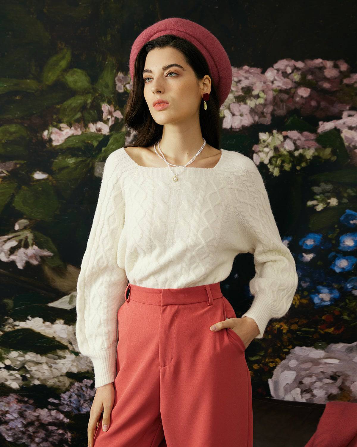 Rowena | Women's Cable Knit Crew Neck Sweater