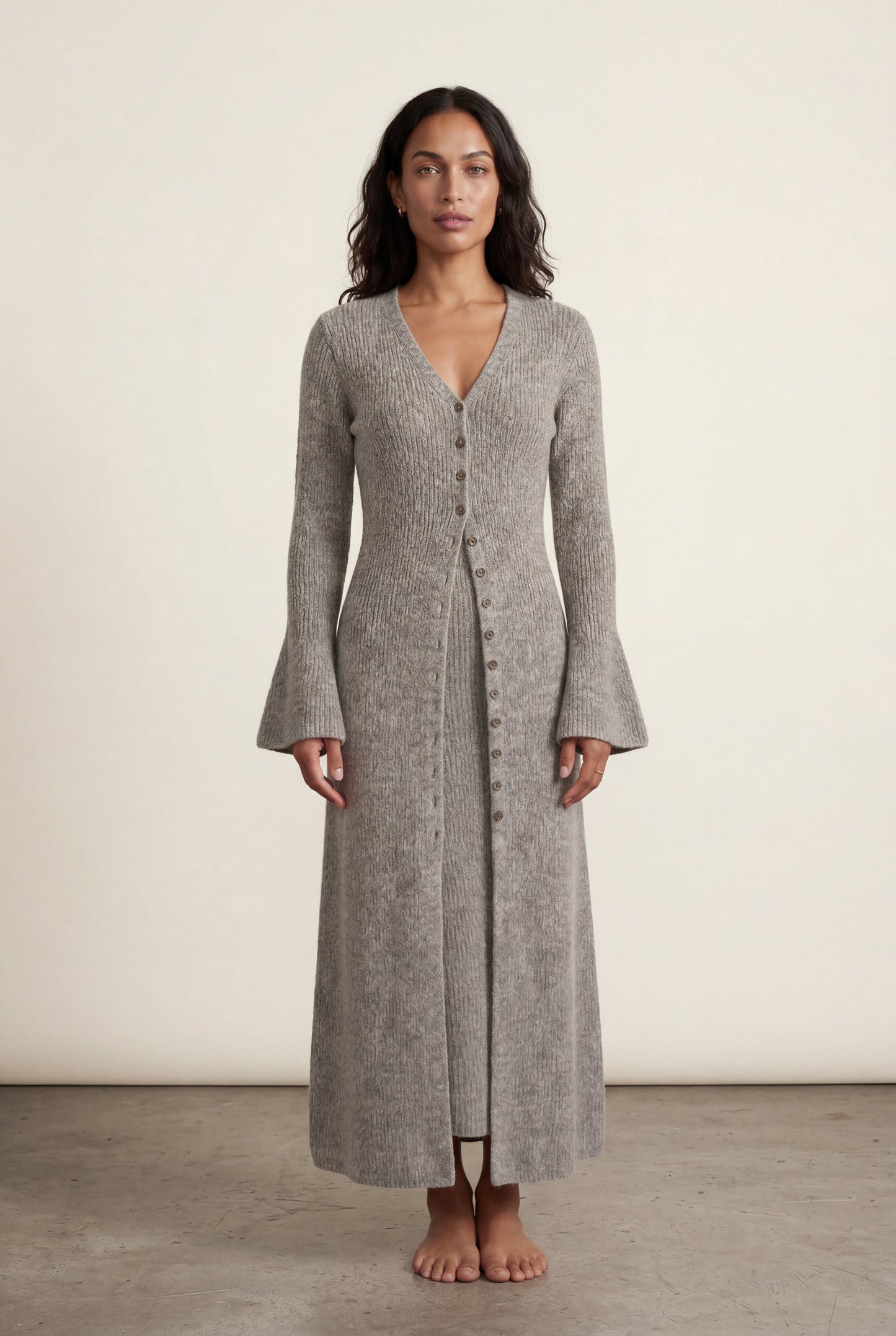 Celeste | Women's Ribbed Maxi Cardigan, Longline Knit