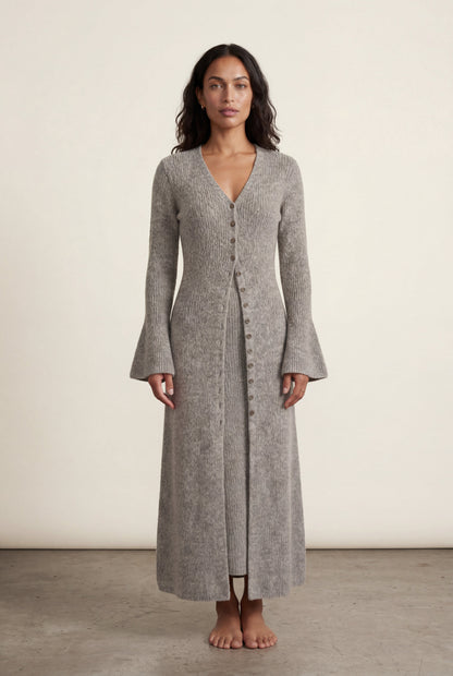 Celeste | Women's Ribbed Maxi Cardigan, Longline Knit