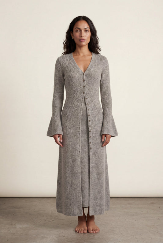 Celeste | Women's Ribbed Maxi Cardigan, Longline Knit