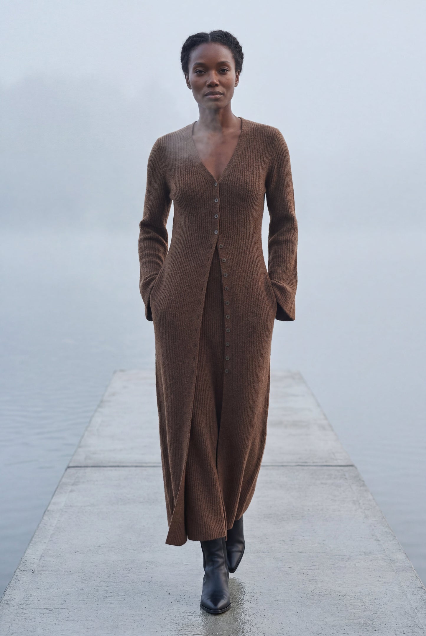 Celeste | Women's Ribbed Maxi Cardigan, Longline Knit