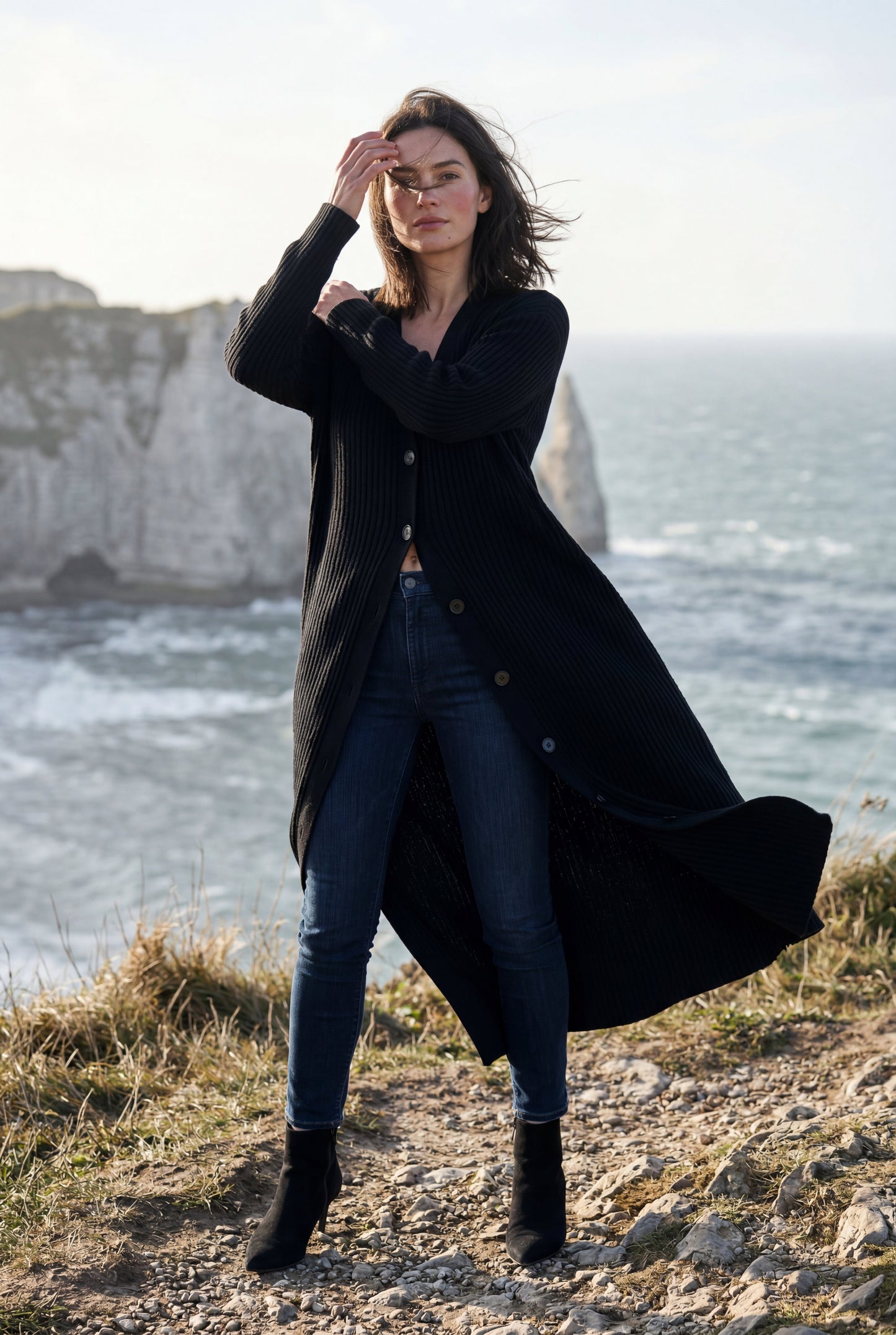 Celeste | Women's Ribbed Maxi Cardigan, Longline Knit