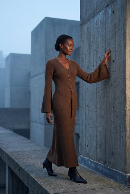 Celeste | Women's Ribbed Maxi Cardigan, Longline Knit