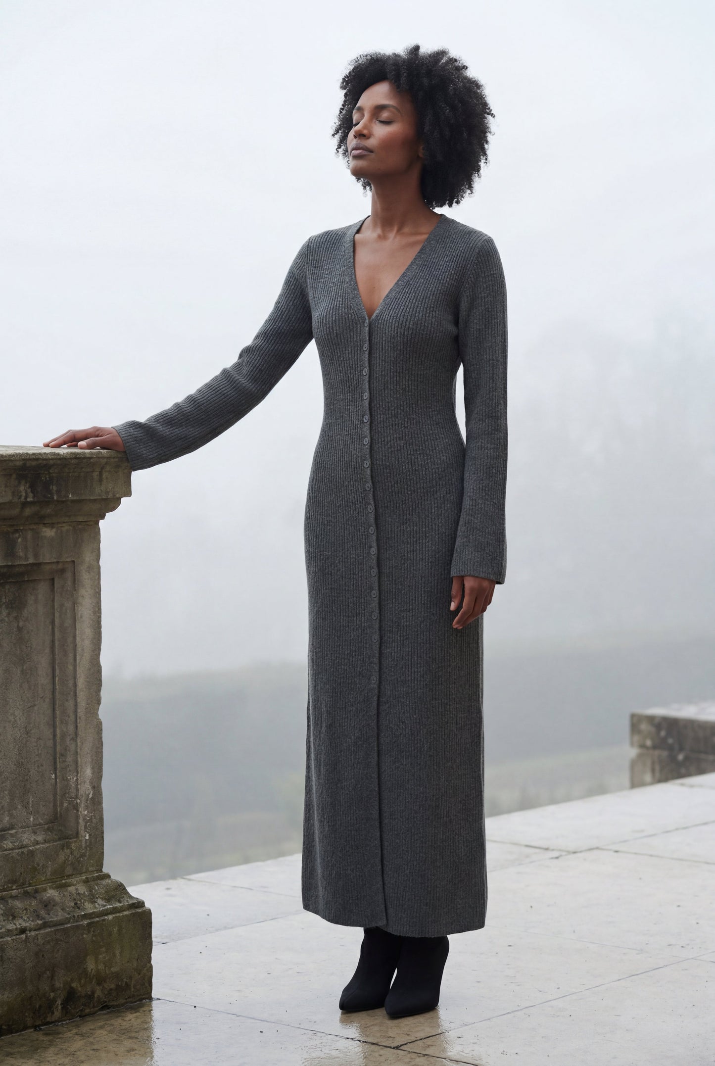 Celeste | Women's Ribbed Maxi Cardigan, Longline Knit