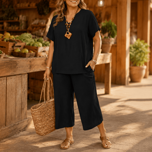 Tavara | Women's Plus Size Wide Leg Two-Piece Set