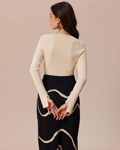 Wren | Women's Ribbed Cut-Out Bowknot Knit Top