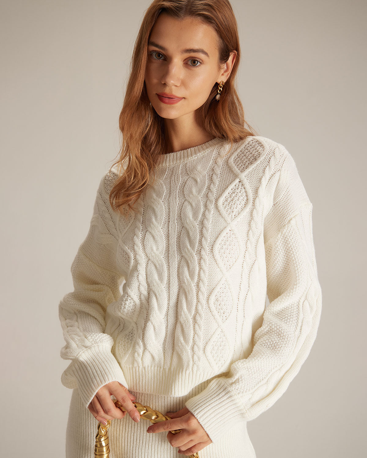 Yara | Women's Round Neck Cable Knit Sweater