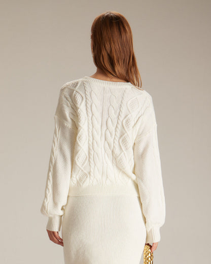 Yara | Women's Round Neck Cable Knit Sweater