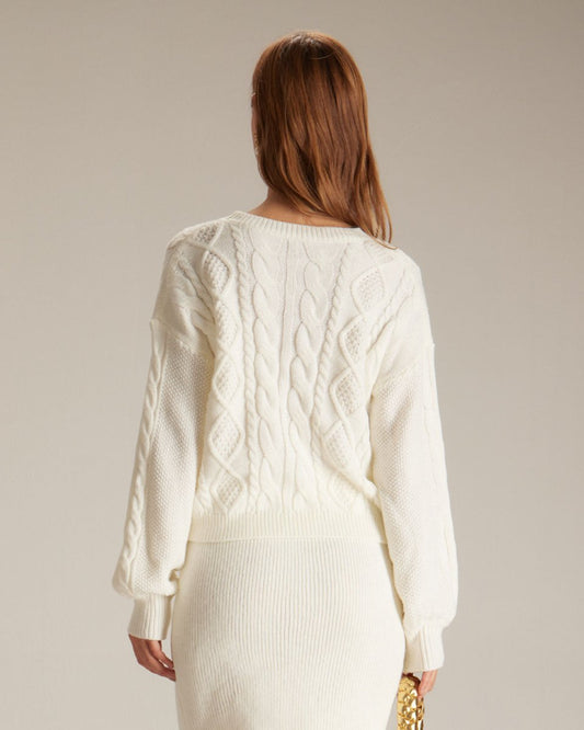 Yara | Women's Round Neck Cable Knit Sweater