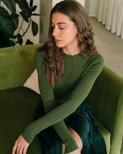 Priya | Women's Round Neck Ribbed Knit Sweater