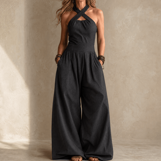 Thessvine | Crossover Palazzo Wide Leg Jumpsuit