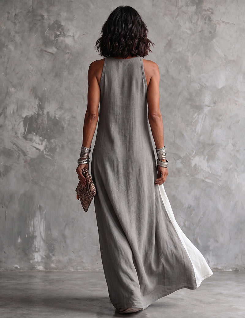 Linaris | Cotton Linen Colour Block Maxi Dress