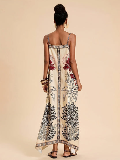 Nina | Women's Boho Spaghetti-Strap Tropical Maxi Dress for Summer