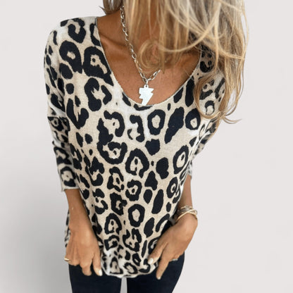 Jade | Leopard Print Longline Relaxed Long Sleeve Top