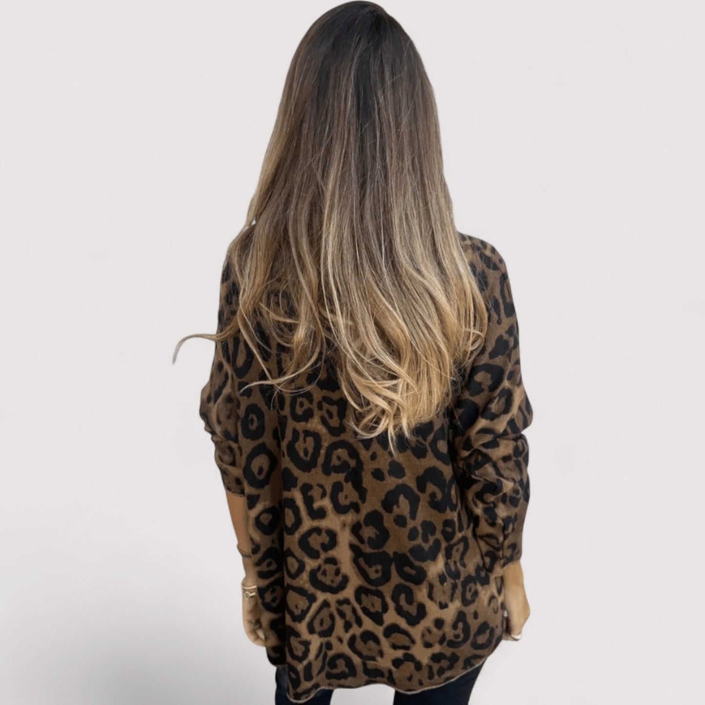 Jade | Leopard Print Longline Relaxed Long Sleeve Top