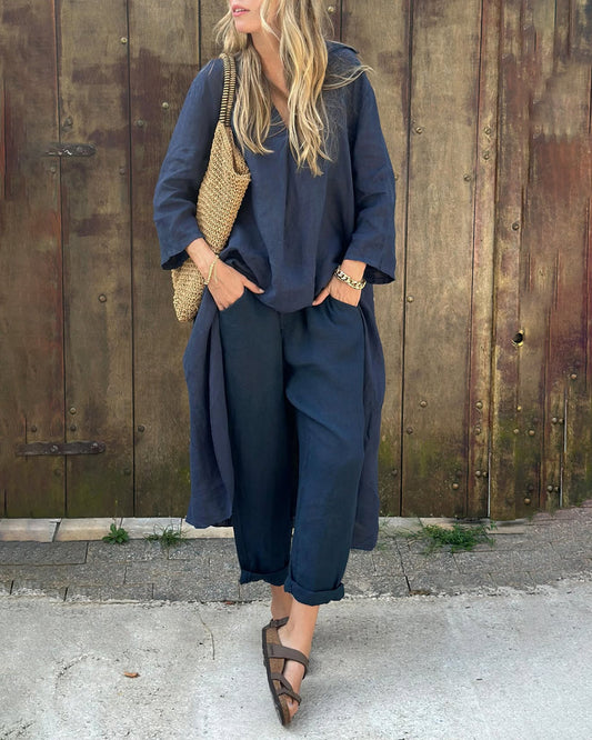Brenna | Relaxed Linen Wide Leg Pants Co-Ord Set