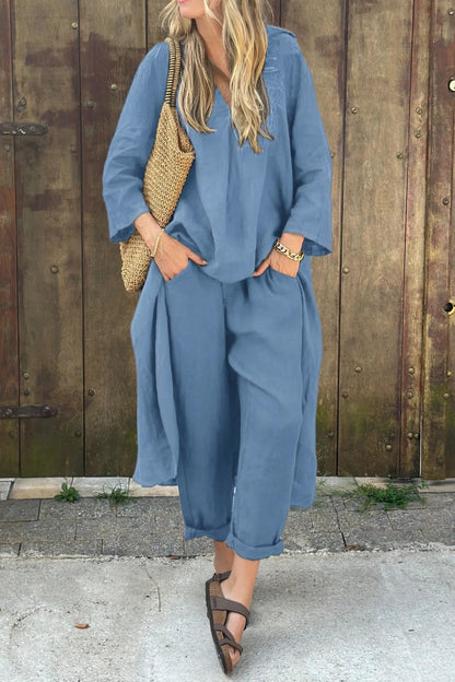 Brenna | Relaxed Linen Wide Leg Pants Co-Ord Set