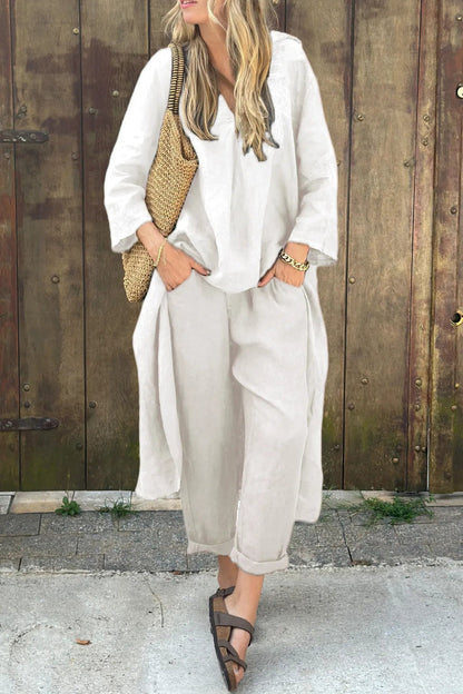 Brenna | Relaxed Linen Wide Leg Pants Co-Ord Set