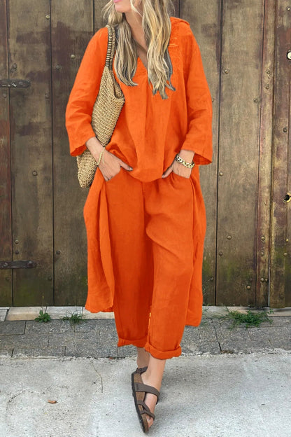 Brenna | Relaxed Linen Wide Leg Pants Co-Ord Set