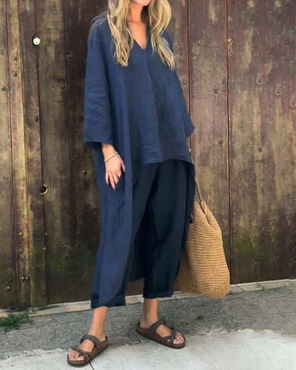 Brenna | Relaxed Linen Wide Leg Pants Co-Ord Set