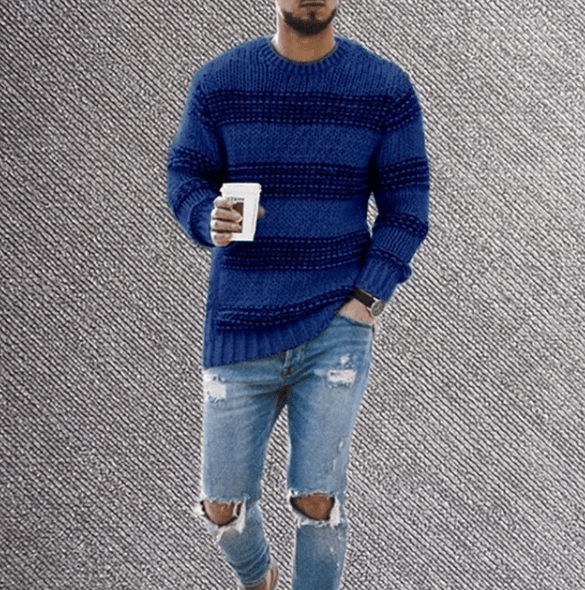Elliott | Men's Striped Crew Neck Long Sleeve Sweater