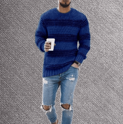 Elliott | Men's Striped Crew Neck Long Sleeve Sweater