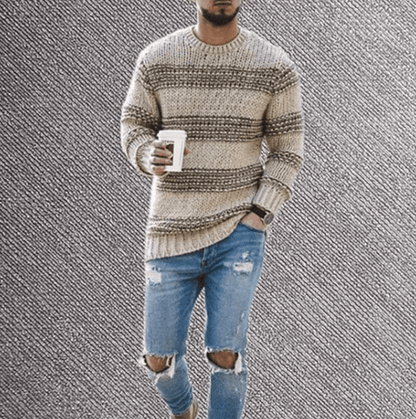 Elliott | Men's Striped Crew Neck Long Sleeve Sweater