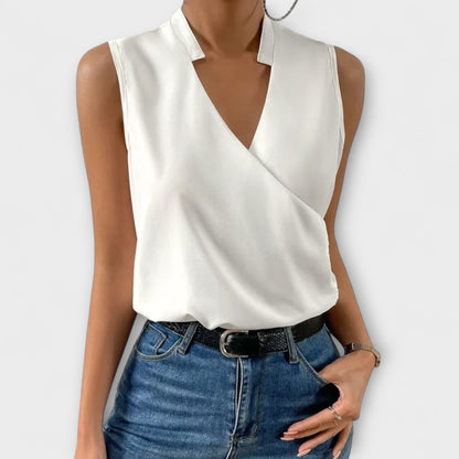 Jenna | Surplice Draped V-Neck Wrap Blouse