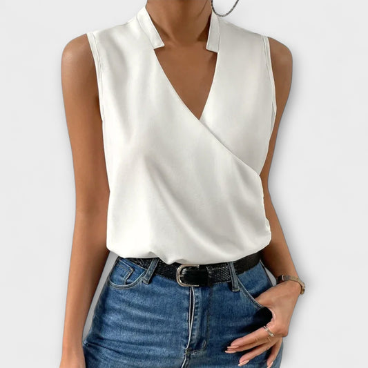 Jenna | Surplice Draped V-Neck Wrap Blouse