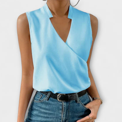 Jenna | Surplice Draped V-Neck Wrap Blouse