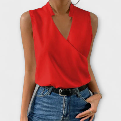 Jenna | Surplice Draped V-Neck Wrap Blouse