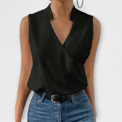 Jenna | Surplice Draped V-Neck Wrap Blouse
