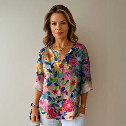 Cleo | Floral V-Neck Printed Blouse