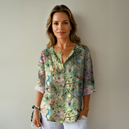 Cleo | Floral V-Neck Printed Blouse