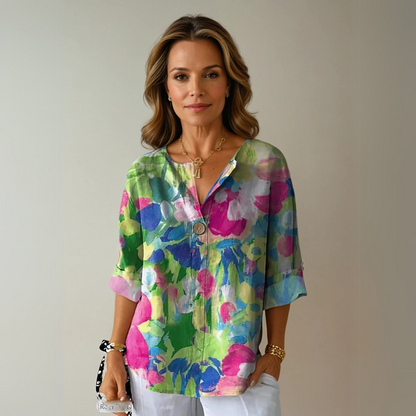 Cleo | Floral V-Neck Printed Blouse