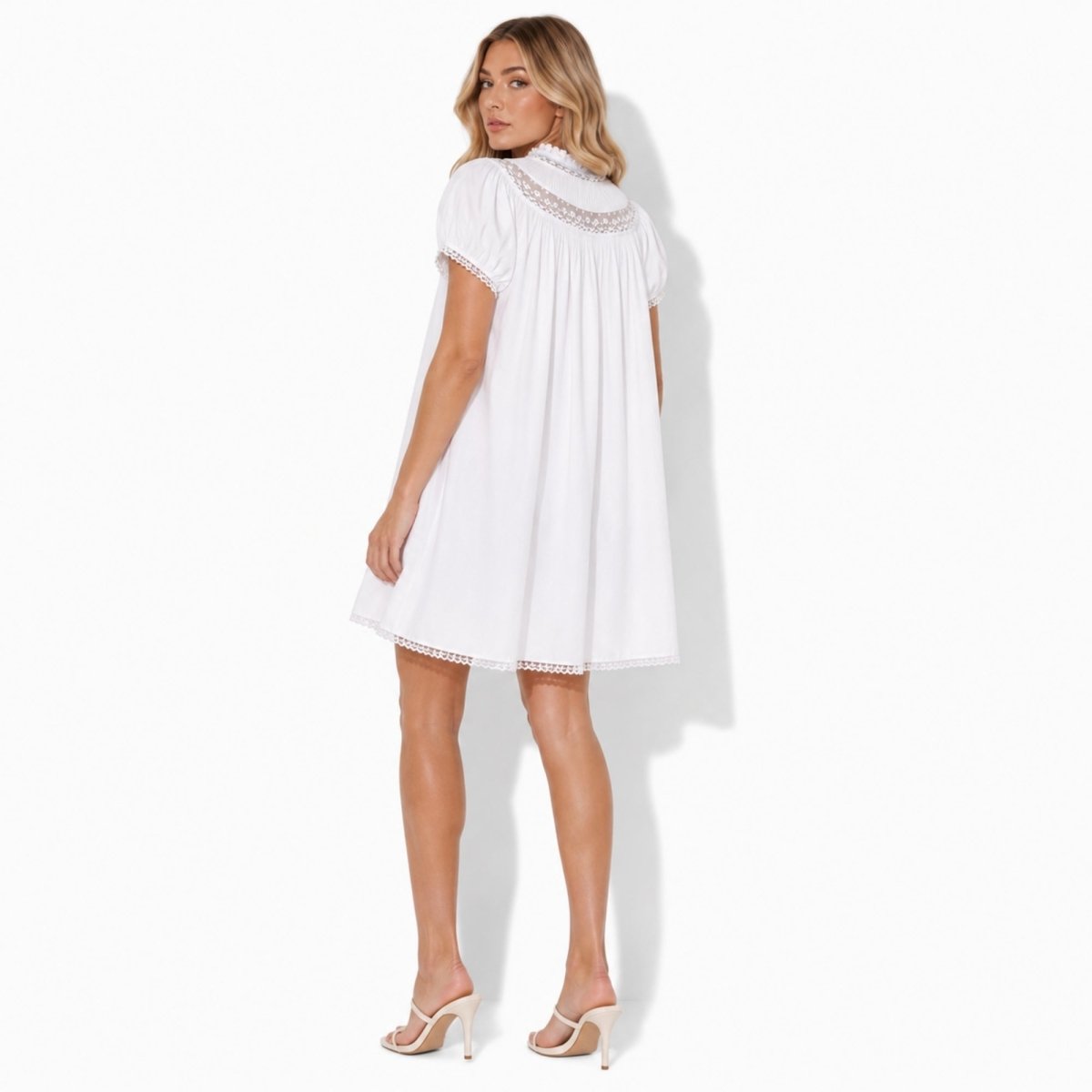 Vaeda | Women's Cotton Lace Babydoll Mini Dress