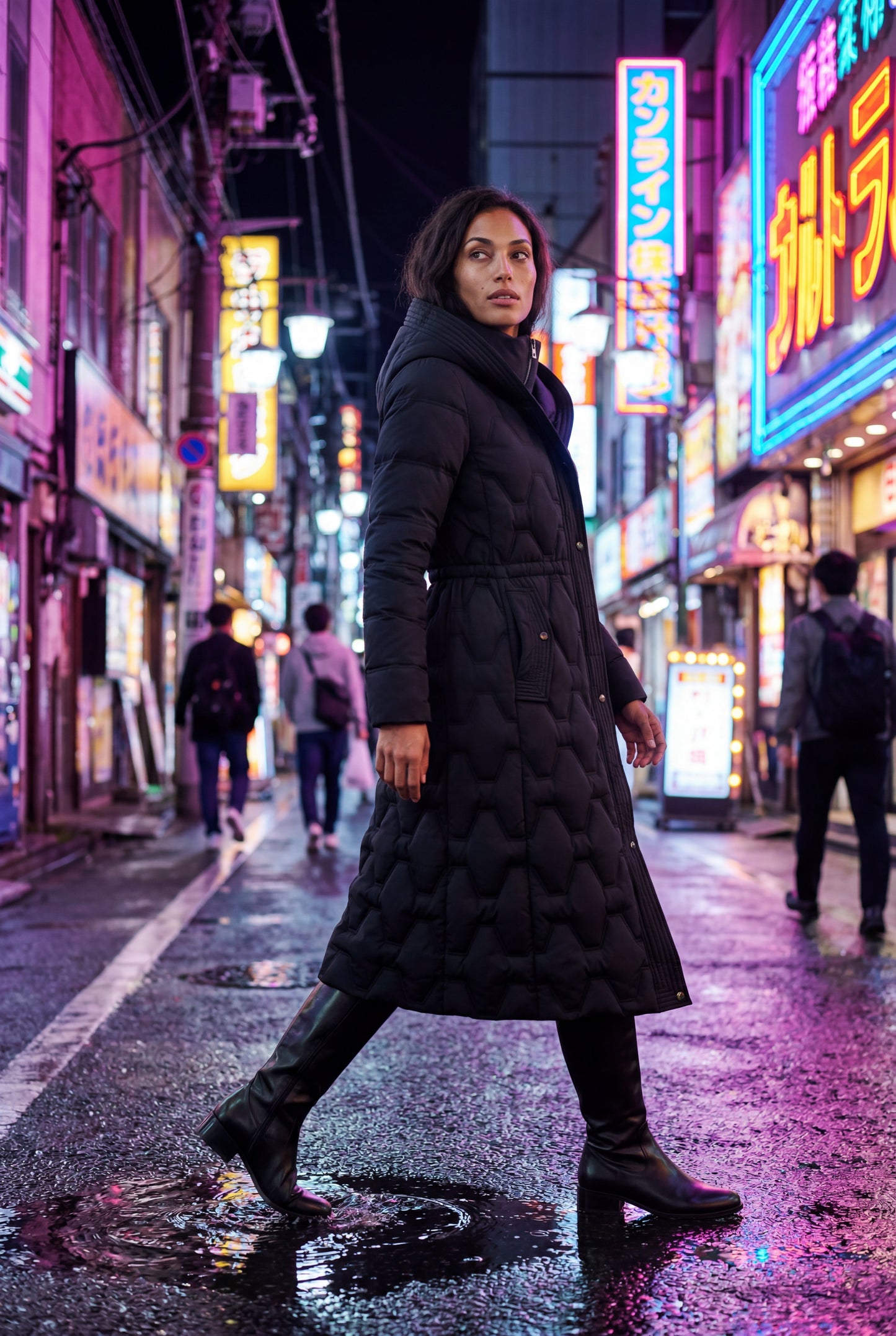 Margot | Women's Longline Quilted Puffer Coat, Hooded