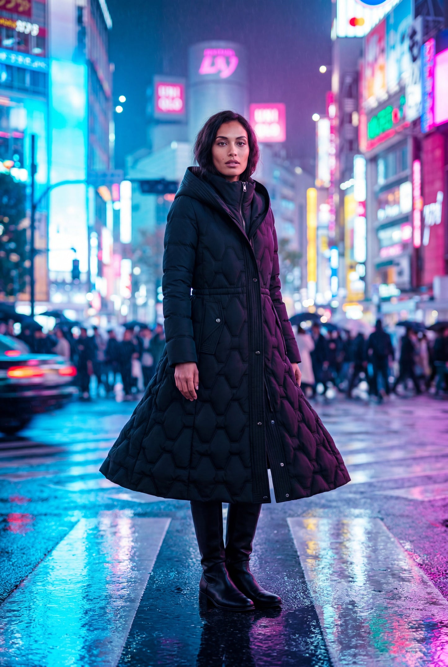 Margot | Women's Longline Quilted Puffer Coat, Hooded