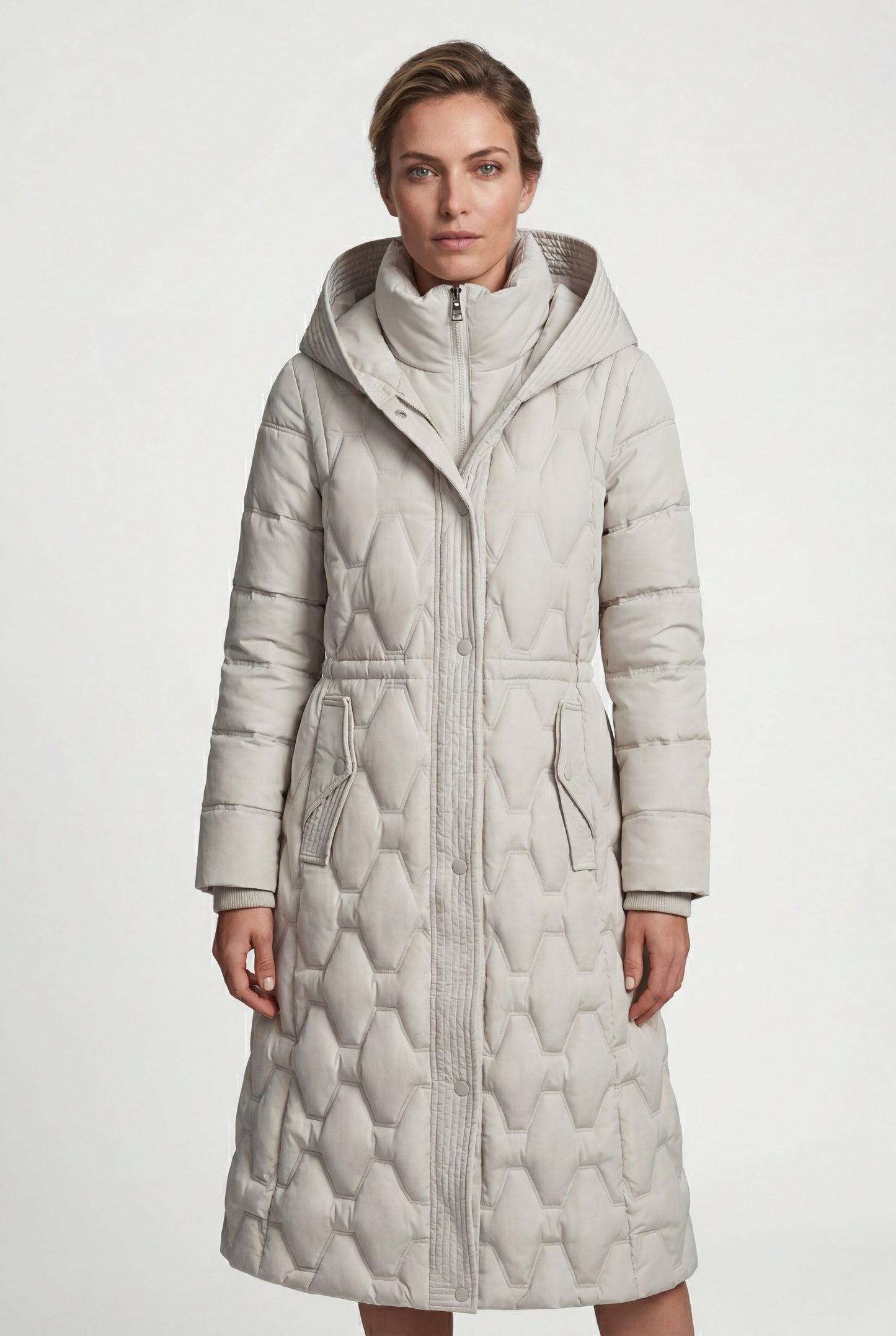 Margot | Women's Longline Quilted Puffer Coat, Hooded