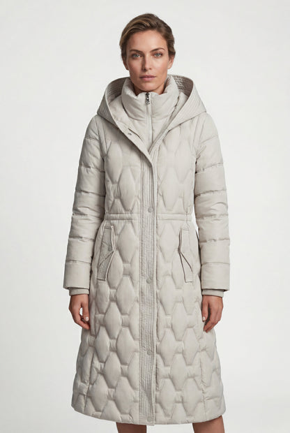 Margot | Women's Longline Quilted Puffer Coat, Hooded