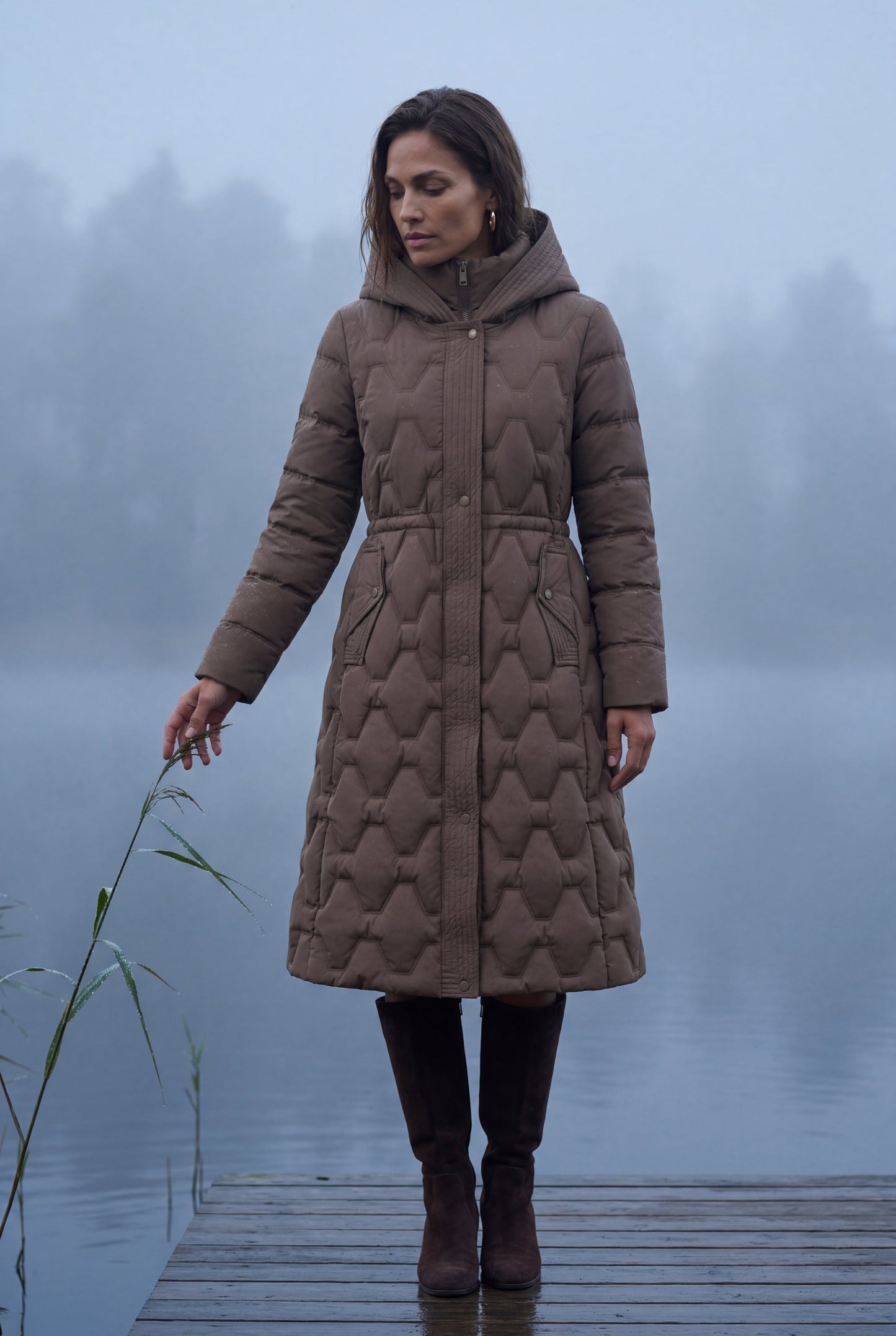 Margot | Women's Longline Quilted Puffer Coat, Hooded