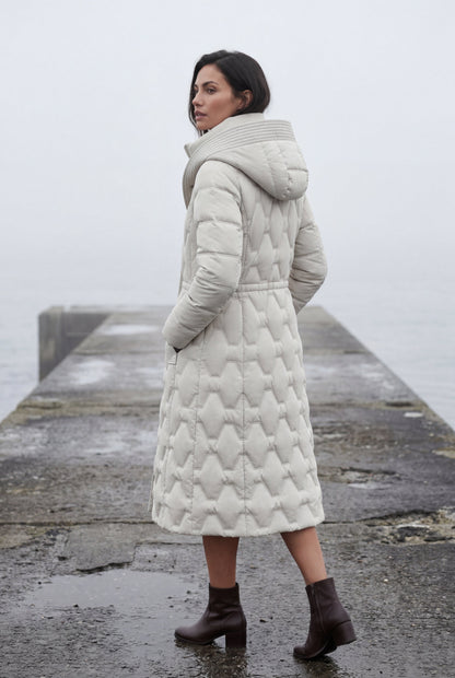 Margot | Women's Longline Quilted Puffer Coat, Hooded