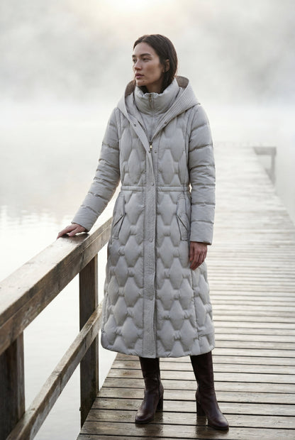 Margot | Women's Longline Quilted Puffer Coat, Hooded