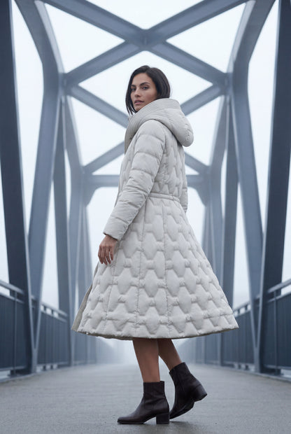 Margot | Women's Longline Quilted Puffer Coat, Hooded