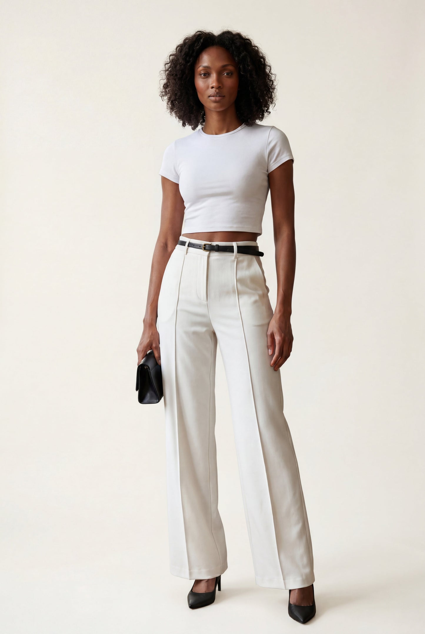 Hana | Women's Belted Wide Leg Pants, High Waist