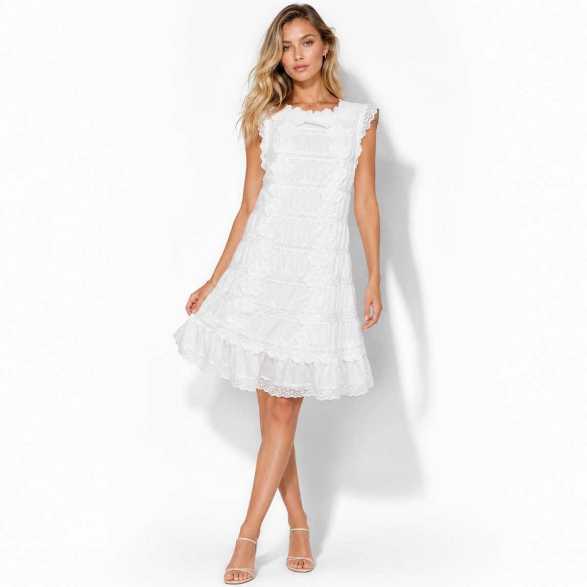Everild | Women's Lace Tiered Mini Dress