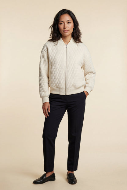Billie | Women's Quilted Bomber Jacket, Ribbed Trim