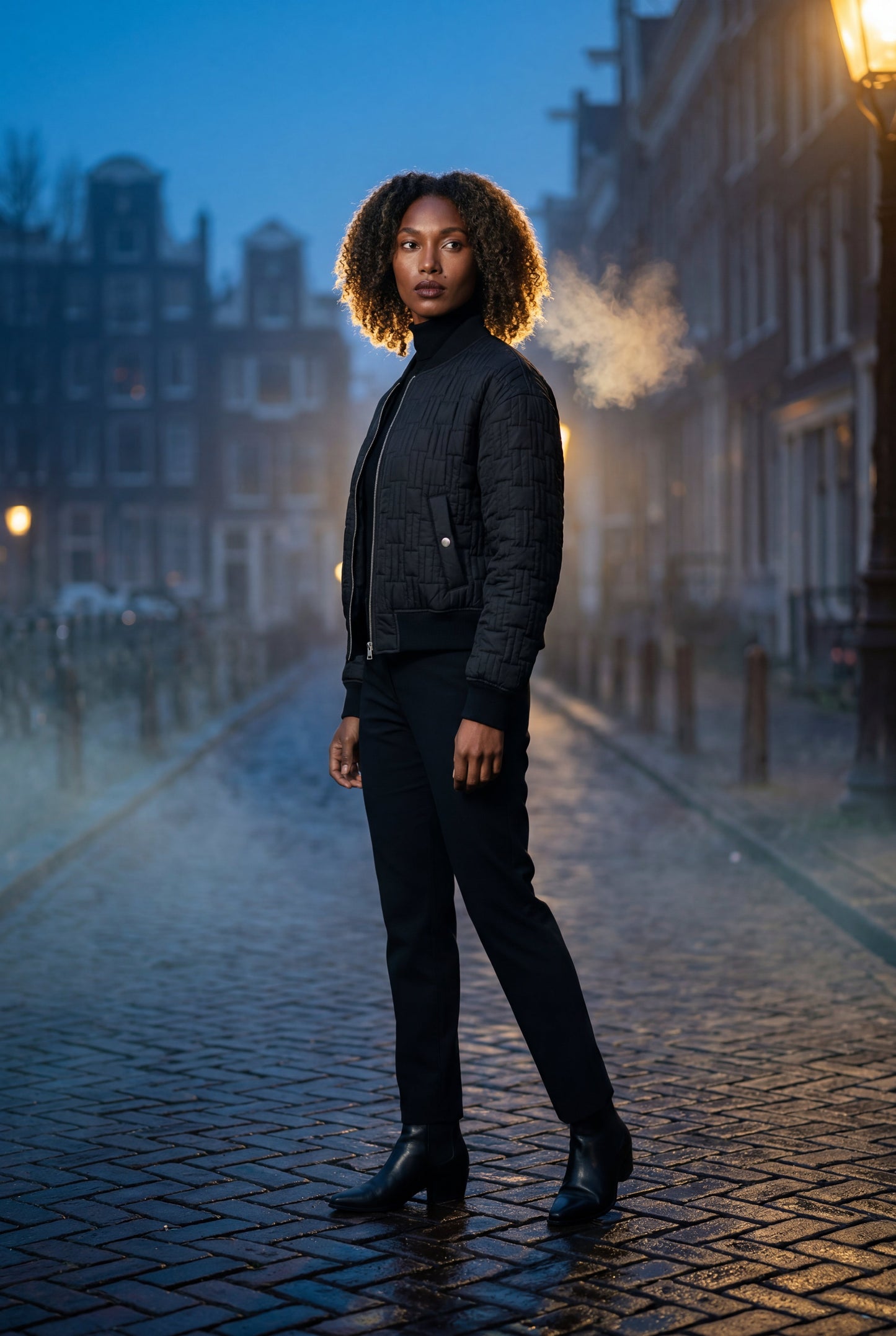 Billie | Women's Quilted Bomber Jacket, Ribbed Trim