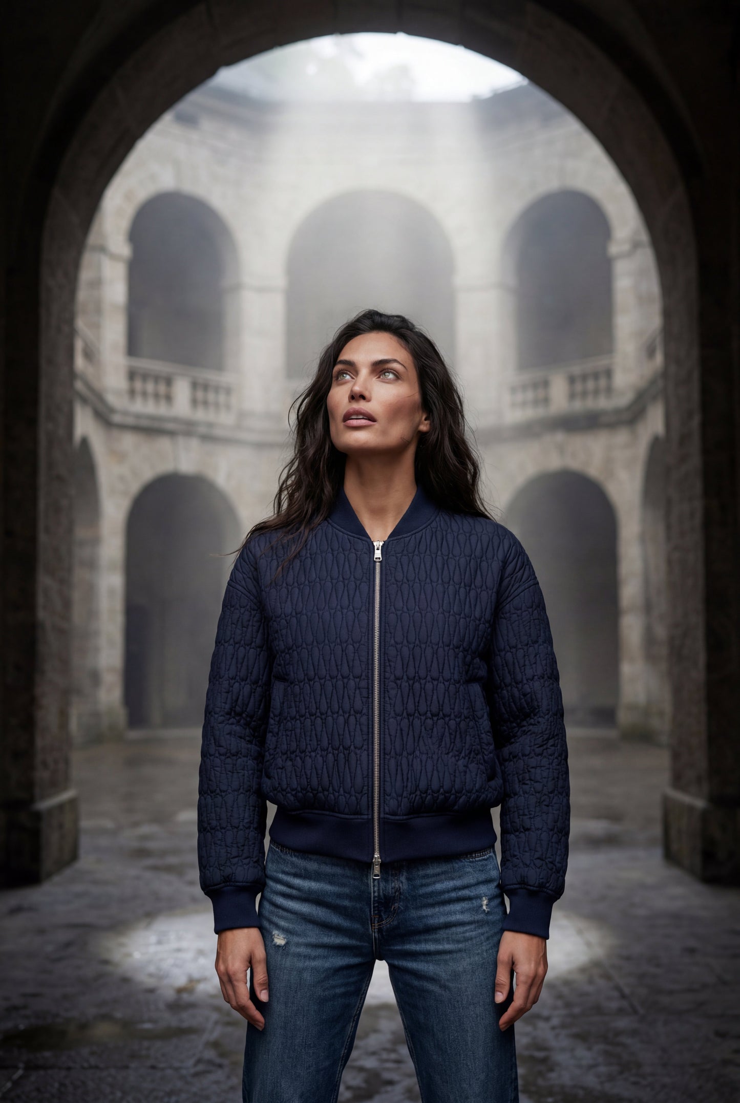 Billie | Women's Quilted Bomber Jacket, Ribbed Trim