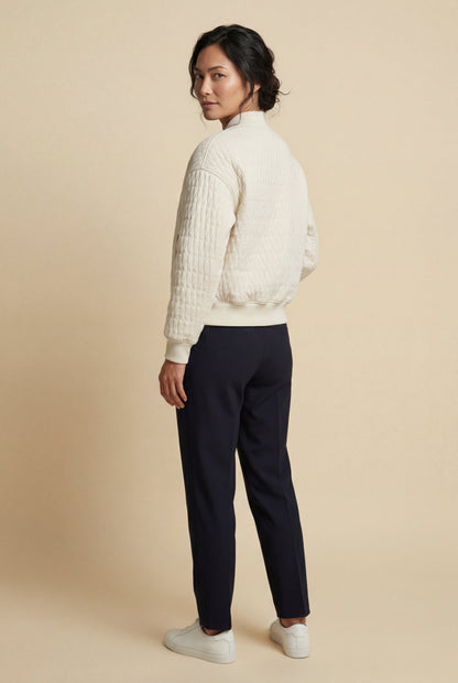 Billie | Women's Quilted Bomber Jacket, Ribbed Trim